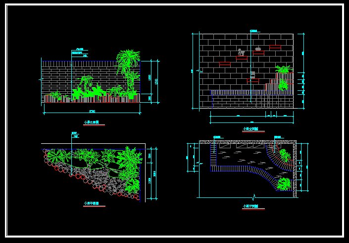 ★景觀設計Autocad模板 景觀園藝配置 景觀流水設計 景觀配景 景觀施工圖 景觀園藝 景觀植栽